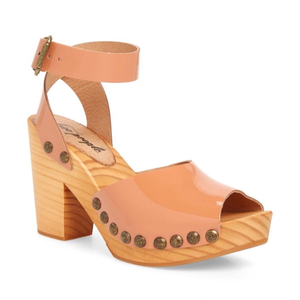 new Free People ❤︎ Pasadena Studded Shiny Leather + Wood Clogs ❤︎ Rose 40 9.5M - Picture 14 of 17
